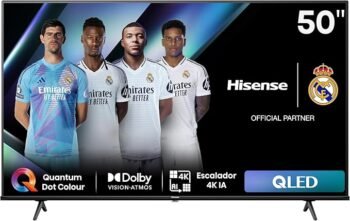 Hisense QLED Smart  Televisor, Quantum Dot Colour, Dolby Vision, Dolby Atmos, Modo Juego Plus, 60Hz VRR 120 fps, Bluetooth&HDMI,Control por Voz televisor, VIDAA (Nuevo 2024) [Clase de eficiencia energética E]