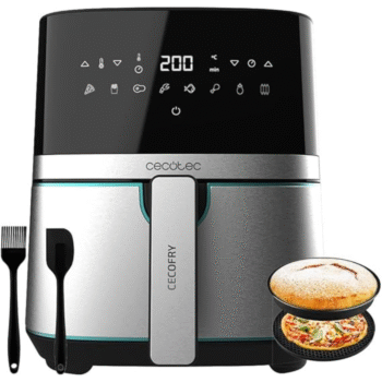 Cecotec Freidora sin Aceite de Aire Cecofry Full Inox 5500 Accesorios. Dietética y Digital, 1450 W Nominal, 1600 W Máxima, 5L Volumen, 5,5L Área de cocinado, Acabados Acero Inox, Termostato